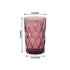6 - Pack Whiskey Glasses Dusty Rose Textured Crystal Cut Design with Heavy Base - Highball Tumblers for Parties & Events 12oz 5" - Bell Racket Store