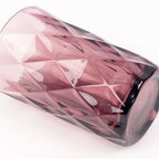 6 - Pack Whiskey Glasses Dusty Rose Textured Crystal Cut Design with Heavy Base - Highball Tumblers for Parties & Events 12oz 5" - Bell Racket Store