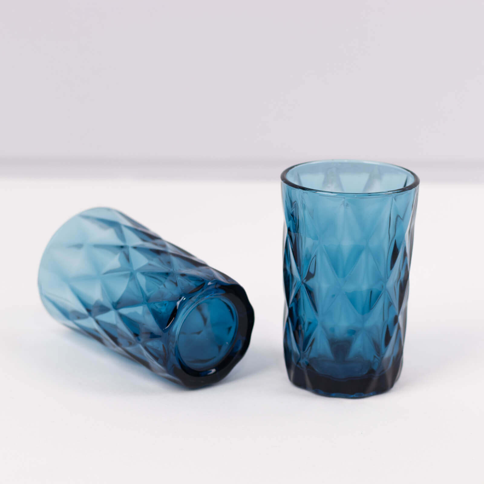 6 - Pack Whiskey Glasses Ocean Blue Textured Crystal Cut Design with Heavy Base - Highball Tumblers for Parties & Events 12oz 5" - Bell Racket Store