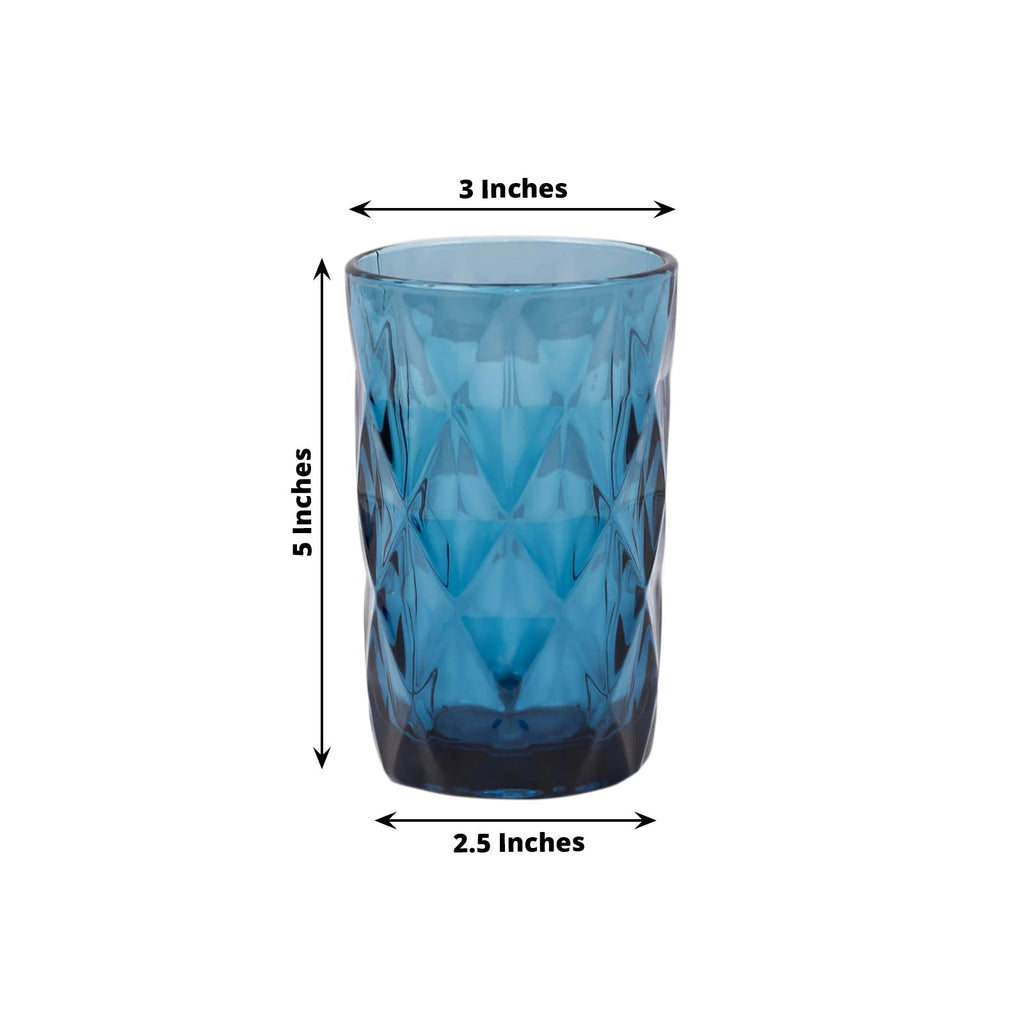 6 - Pack Whiskey Glasses Ocean Blue Textured Crystal Cut Design with Heavy Base - Highball Tumblers for Parties & Events 12oz 5" - Bell Racket Store