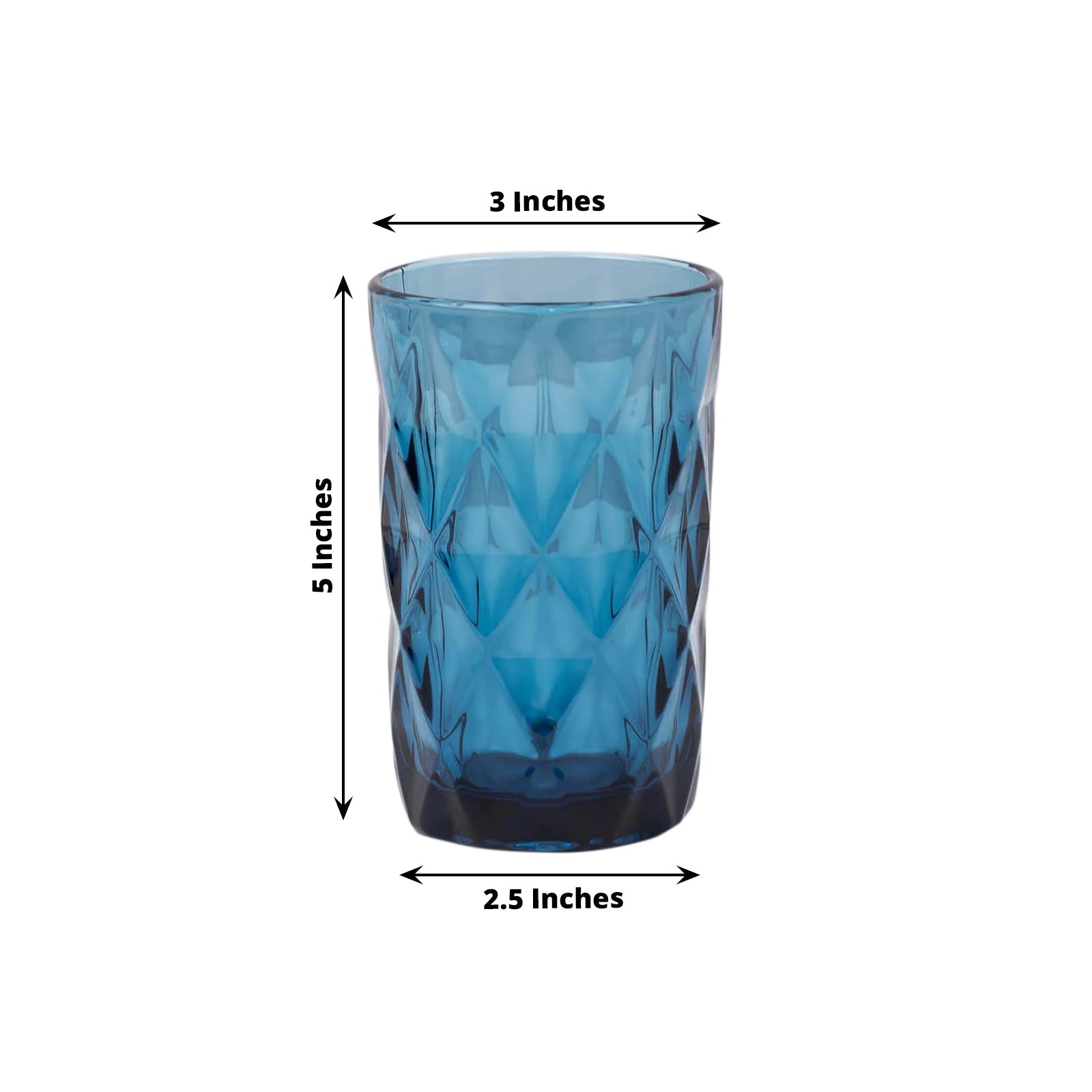 6 - Pack Whiskey Glasses Ocean Blue Textured Crystal Cut Design with Heavy Base - Highball Tumblers for Parties & Events 12oz 5" - Bell Racket Store