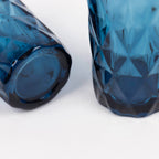 6 - Pack Whiskey Glasses Ocean Blue Textured Crystal Cut Design with Heavy Base - Highball Tumblers for Parties & Events 12oz 5" - Bell Racket Store