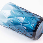 6 - Pack Whiskey Glasses Ocean Blue Textured Crystal Cut Design with Heavy Base - Highball Tumblers for Parties & Events 12oz 5" - Bell Racket Store