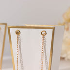 6 Pack White Gold Edge Paper Flower Gift Bags With Metal Chain Handles, Trapezoid Party Favor Tote Bags - 5"x6" - Bell Racket Store