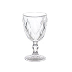 6 - Pack Wine Glasses Clear Embossed Crystal Cut Design Stemmed - Goblets for Parties & Events 12oz 7" - Bell Racket Store