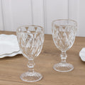 6 - Pack Wine Glasses Clear Embossed Crystal Cut Design Stemmed - Goblets for Parties & Events 12oz 7" - Bell Racket Store