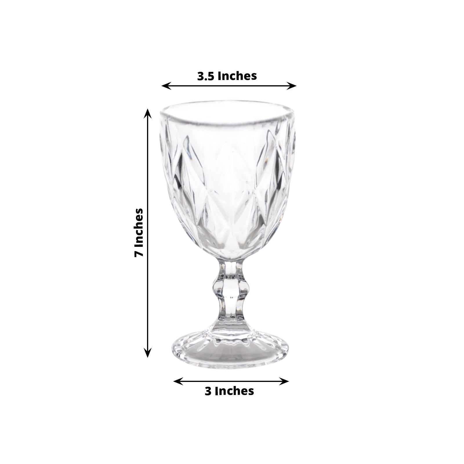 6 - Pack Wine Glasses Clear Embossed Crystal Cut Design Stemmed - Goblets for Parties & Events 12oz 7" - Bell Racket Store