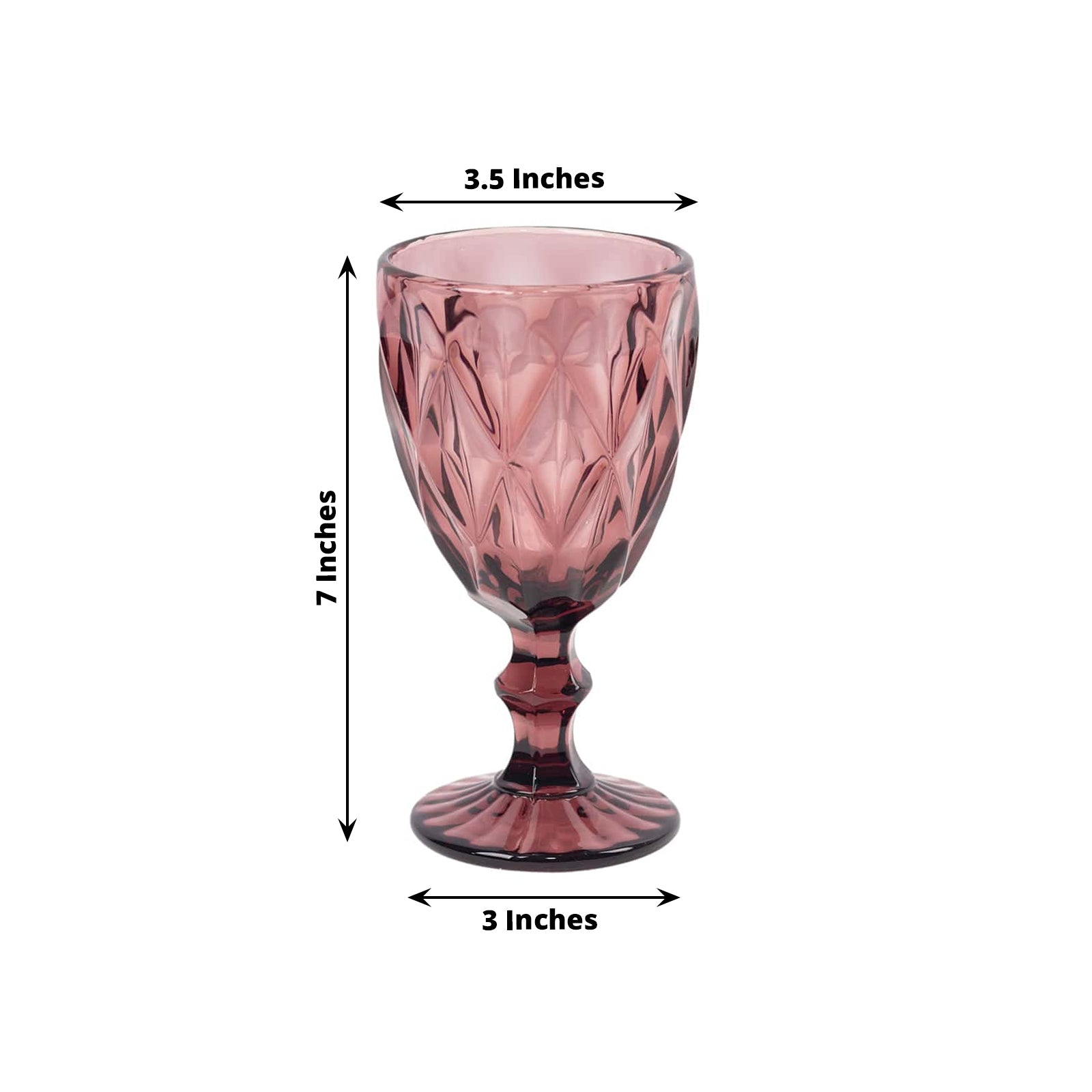 6 - Pack Wine Glasses Dusty Rose Embossed Crystal Cut Design Stemmed - Colored Goblets for Parties & Events 12oz 7" - Bell Racket Store