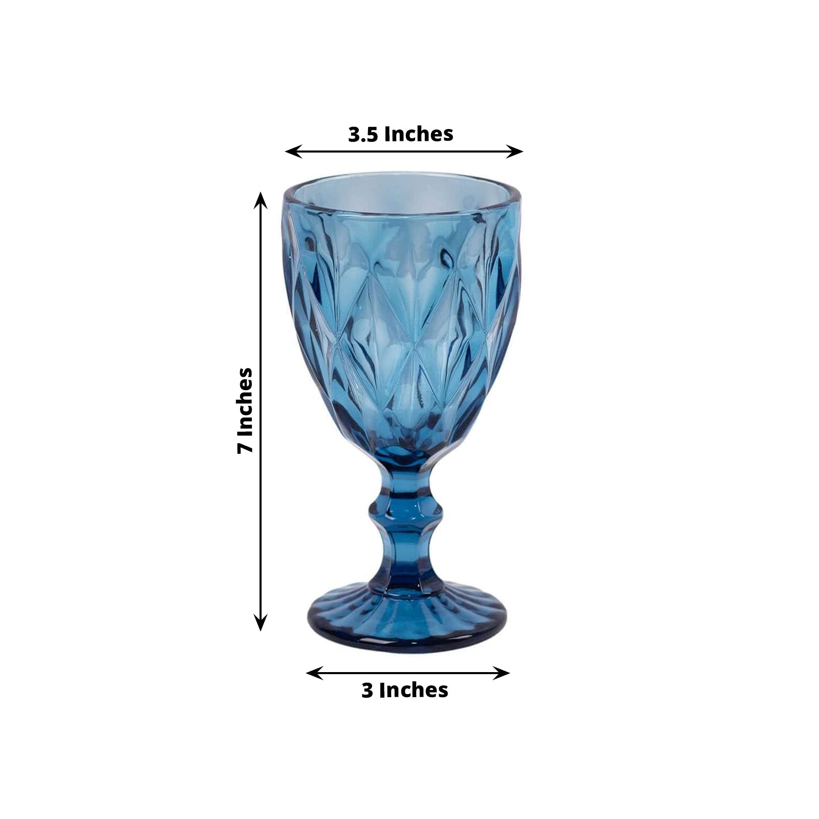 6 - Pack Wine Glasses Ocean Blue Embossed Crystal Cut Design Stemmed - Colored Goblets for Parties & Events 12oz 7" - Bell Racket Store