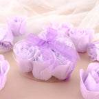 6 Pcs Lavender Lilac Scented Rose Soap Heart Shaped Party Favors With Gift Box And Ribbon - Bell Racket Store
