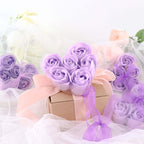6 Pcs Lavender Lilac Scented Rose Soap Heart Shaped Party Favors With Gift Box And Ribbon - Bell Racket Store
