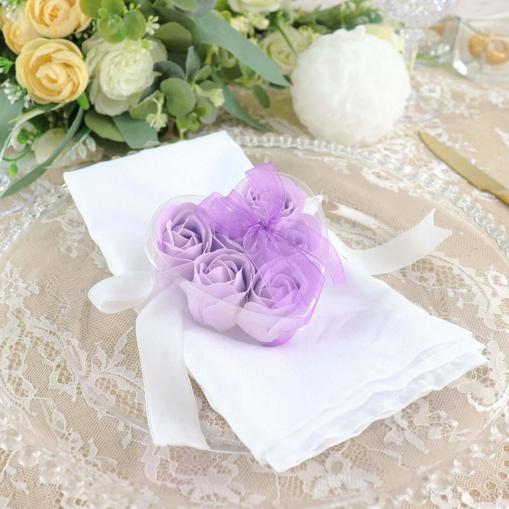 6 Pcs Lavender Lilac Scented Rose Soap Heart Shaped Party Favors With Gift Box And Ribbon - Bell Racket Store