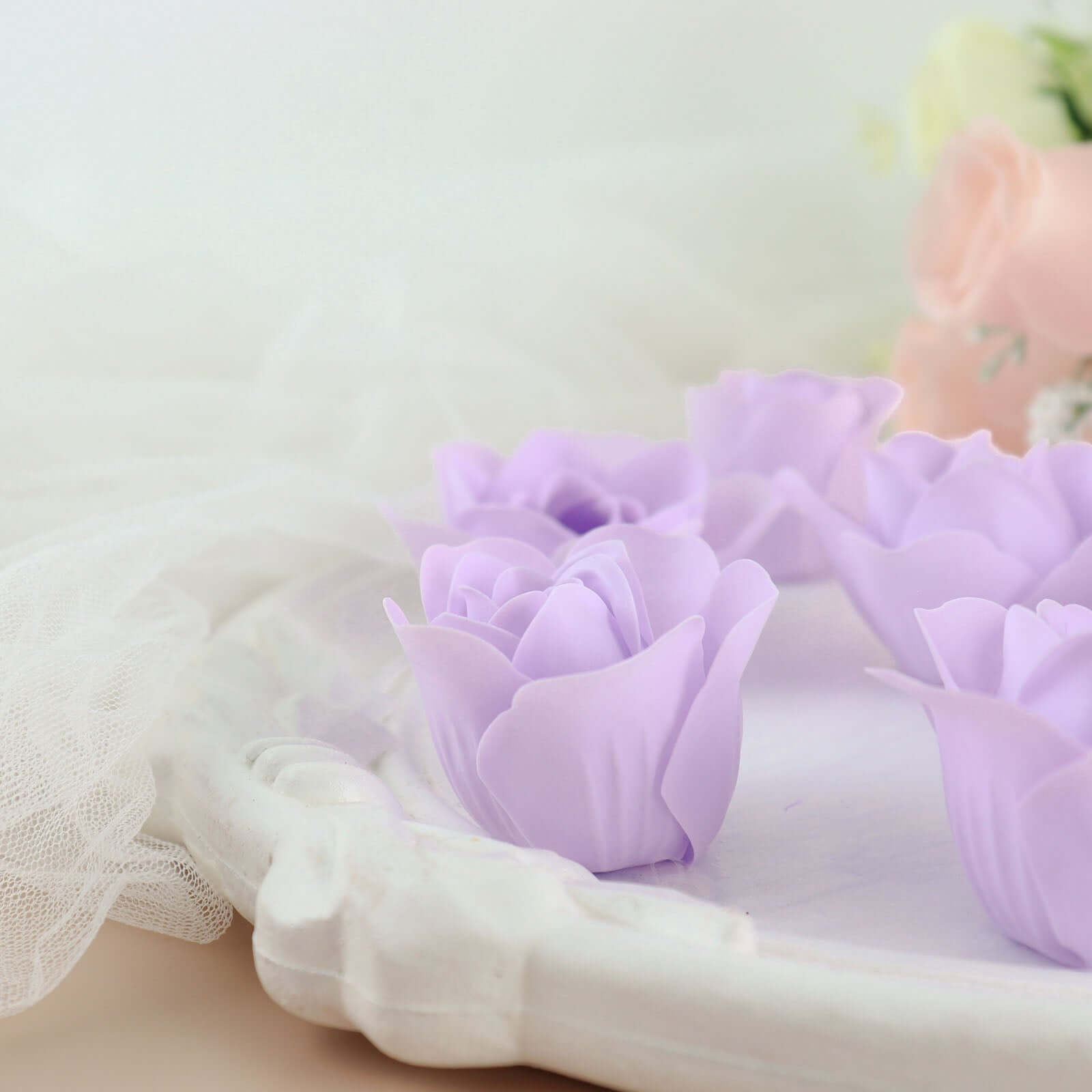 6 Pcs Lavender Lilac Scented Rose Soap Heart Shaped Party Favors With Gift Box And Ribbon - Bell Racket Store