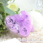 6 Pcs Lavender Lilac Scented Rose Soap Heart Shaped Party Favors With Gift Box And Ribbon - Bell Racket Store