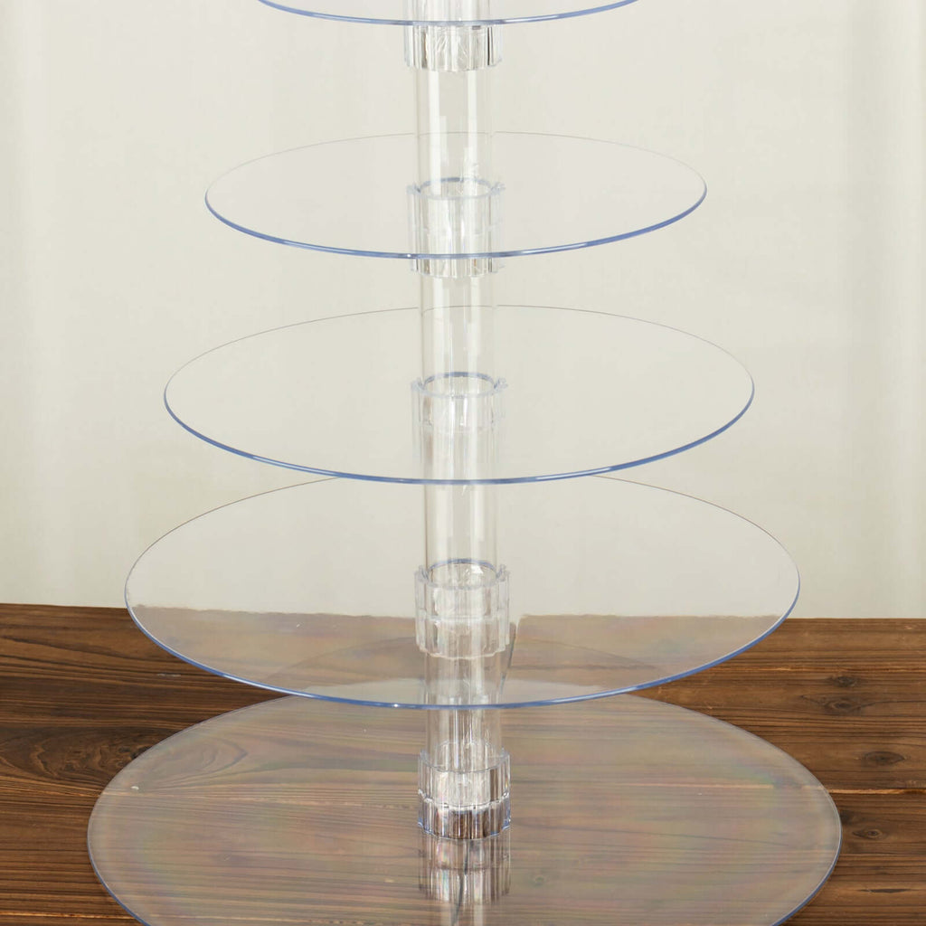 6 - Tier Acrylic Round Cupcake Stand Clear for Special Events & Catering Displays 22" - Bell Racket Store