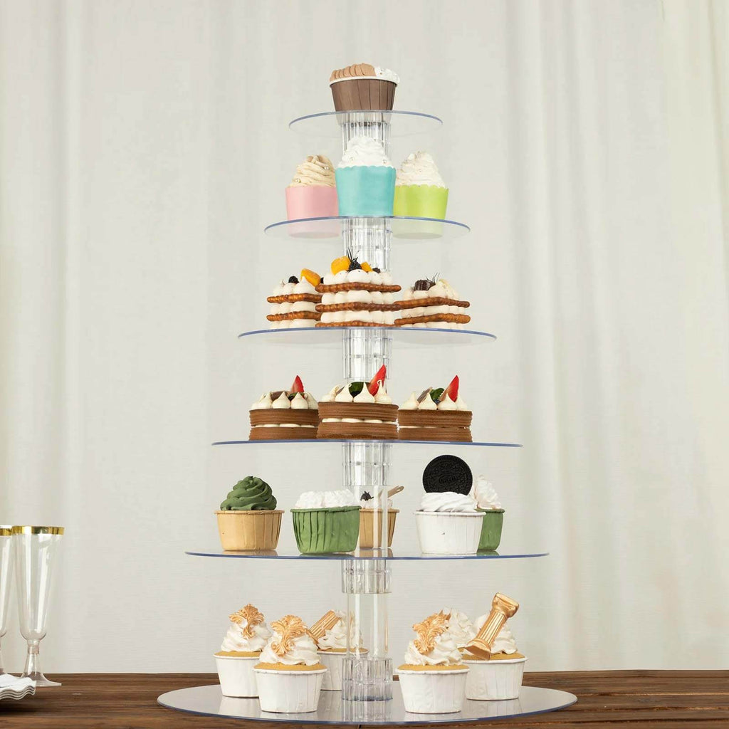 6 - Tier Acrylic Round Cupcake Stand Clear for Special Events & Catering Displays 22" - Bell Racket Store