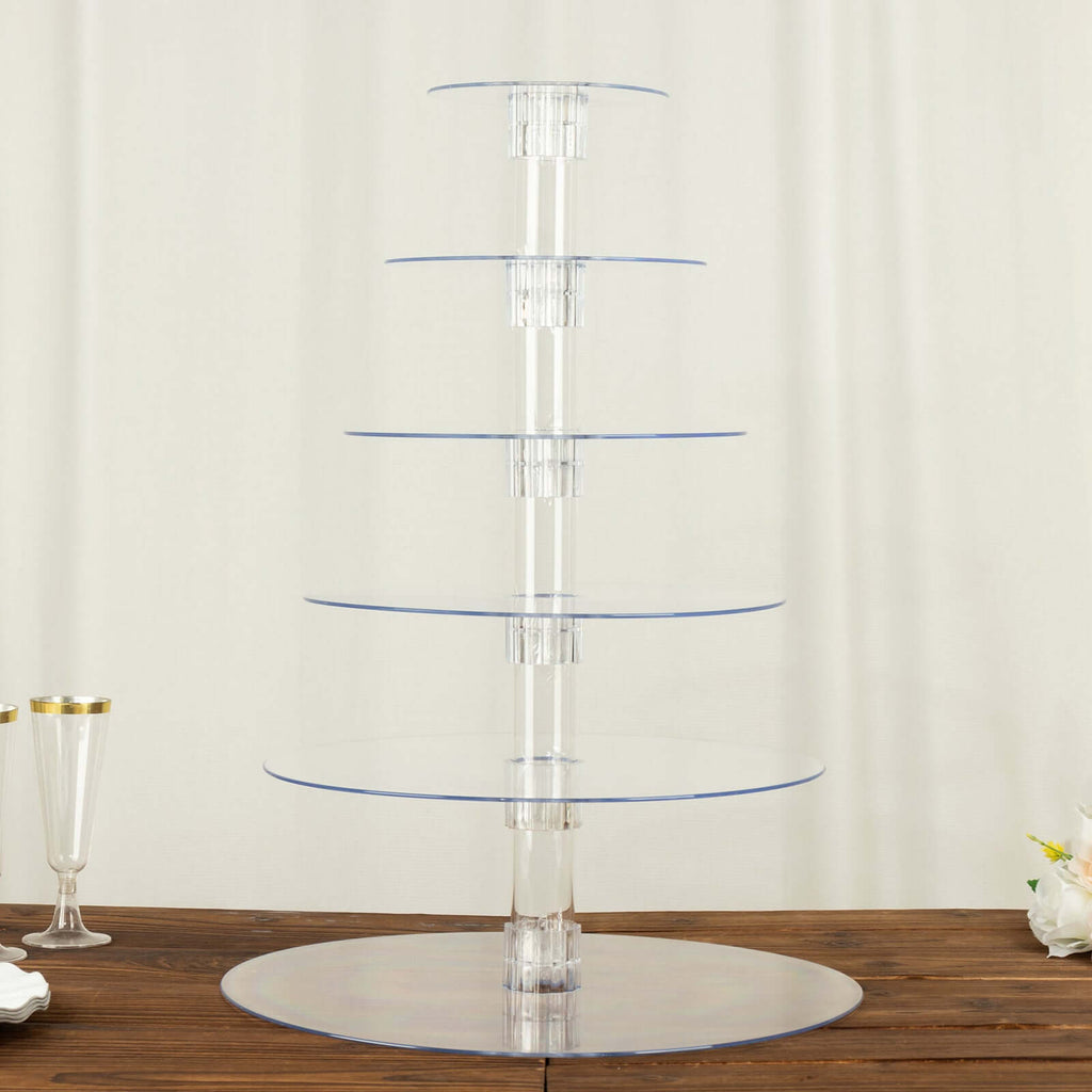 6 - Tier Acrylic Round Cupcake Stand Clear for Special Events & Catering Displays 22" - Bell Racket Store