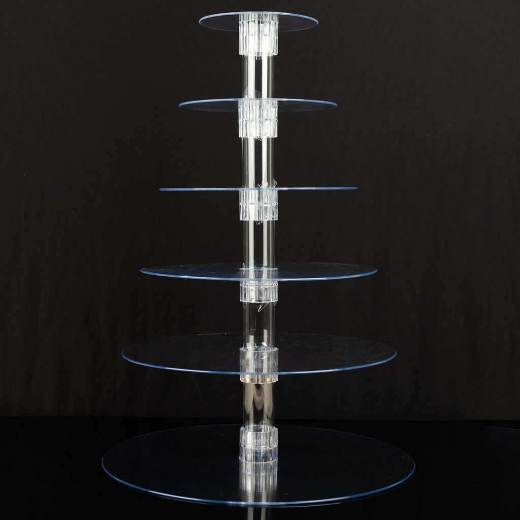 6 - Tier Acrylic Round Cupcake Stand Clear for Special Events & Catering Displays 22" - Bell Racket Store