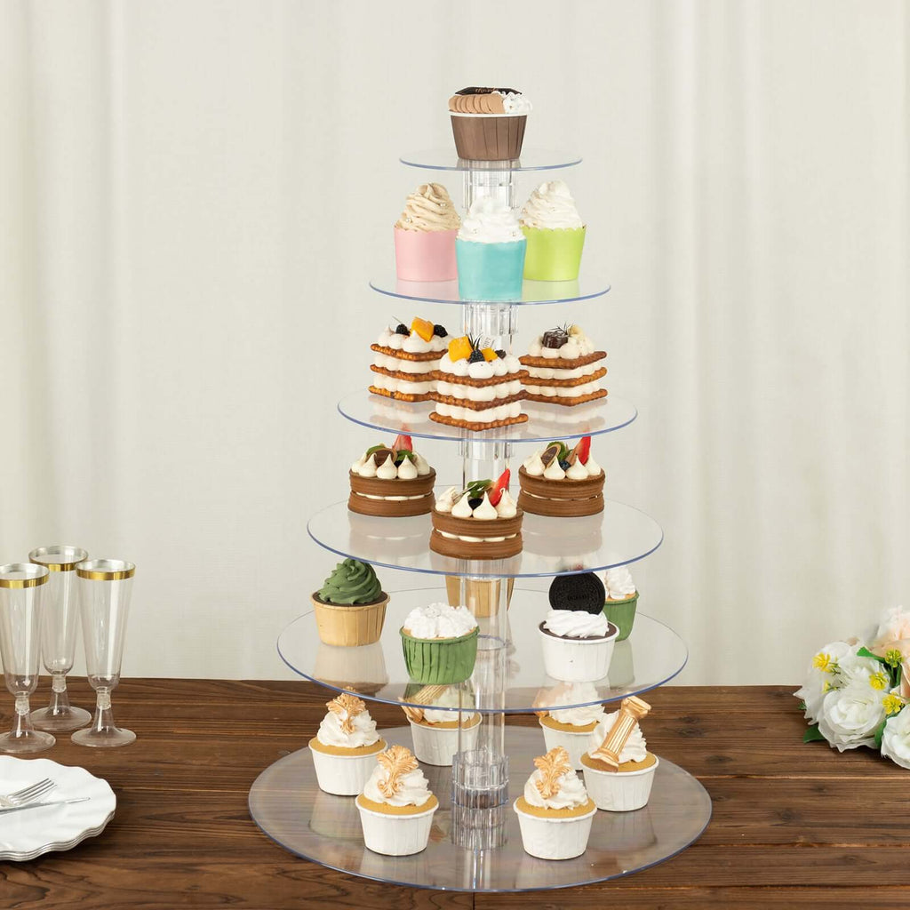 6 - Tier Acrylic Round Cupcake Stand Clear for Special Events & Catering Displays 22" - Bell Racket Store