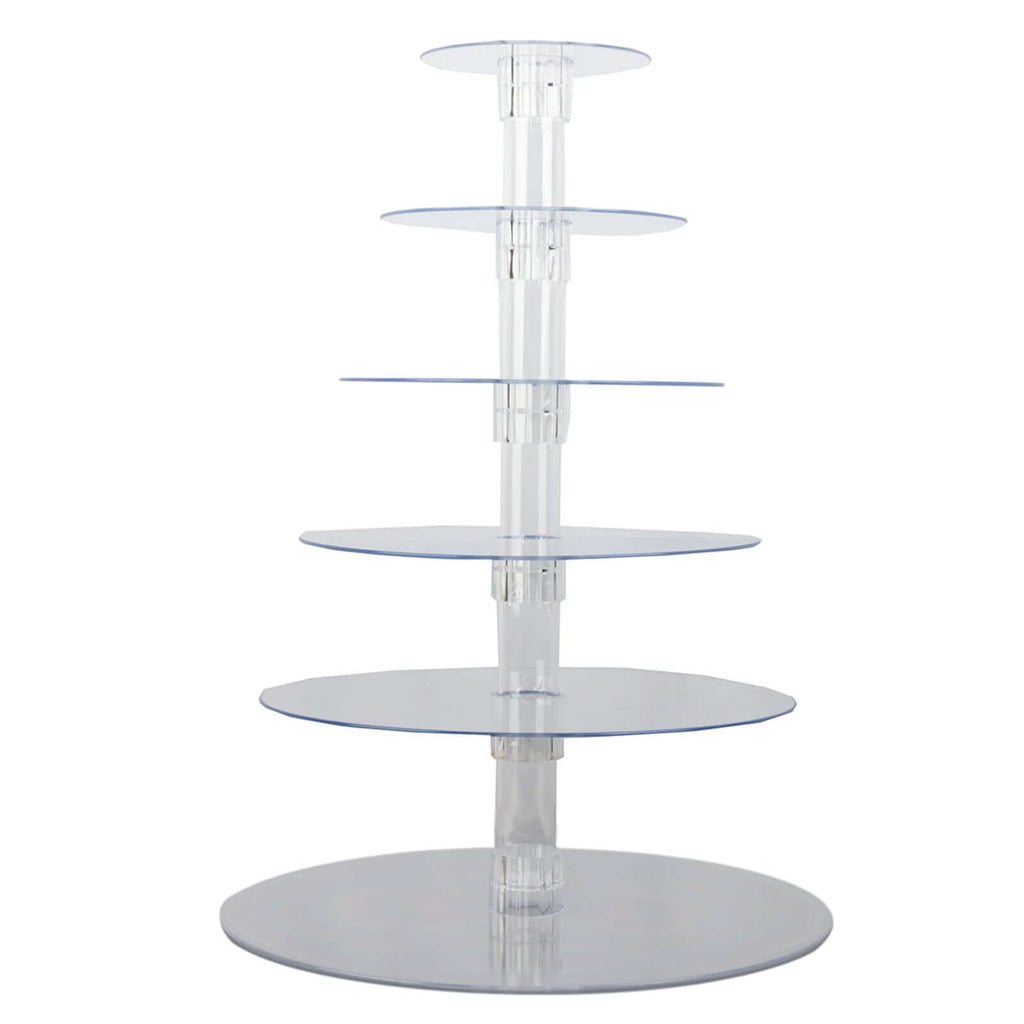 6 - Tier Acrylic Round Cupcake Stand Clear for Special Events & Catering Displays 22" - Bell Racket Store