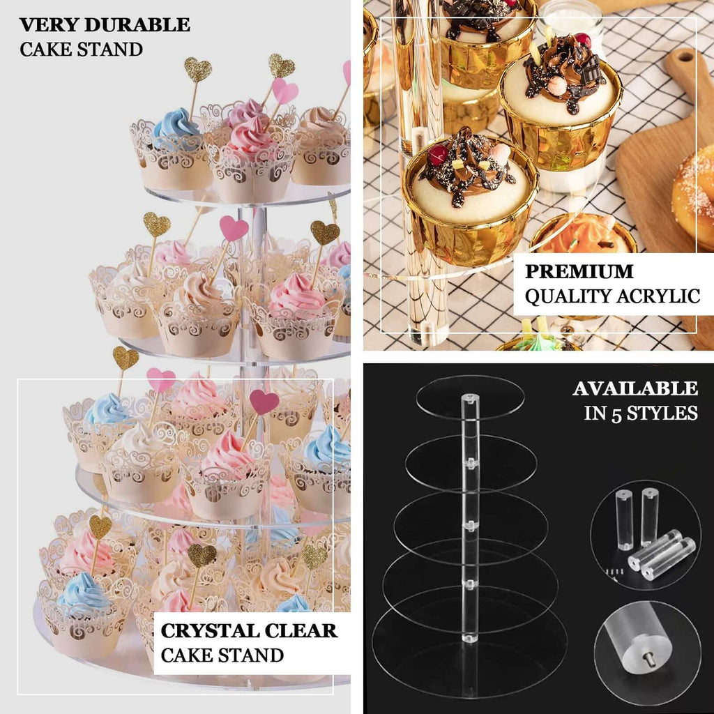 6 - Tier Acrylic Round Cupcake Stand Clear for Special Events & Catering Displays 22" - Bell Racket Store