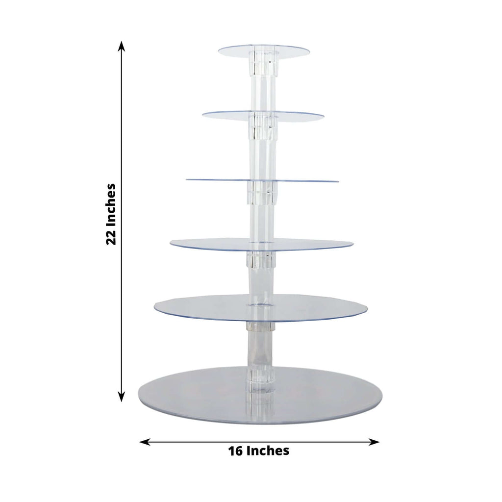 6 - Tier Acrylic Round Cupcake Stand Clear for Special Events & Catering Displays 22" - Bell Racket Store