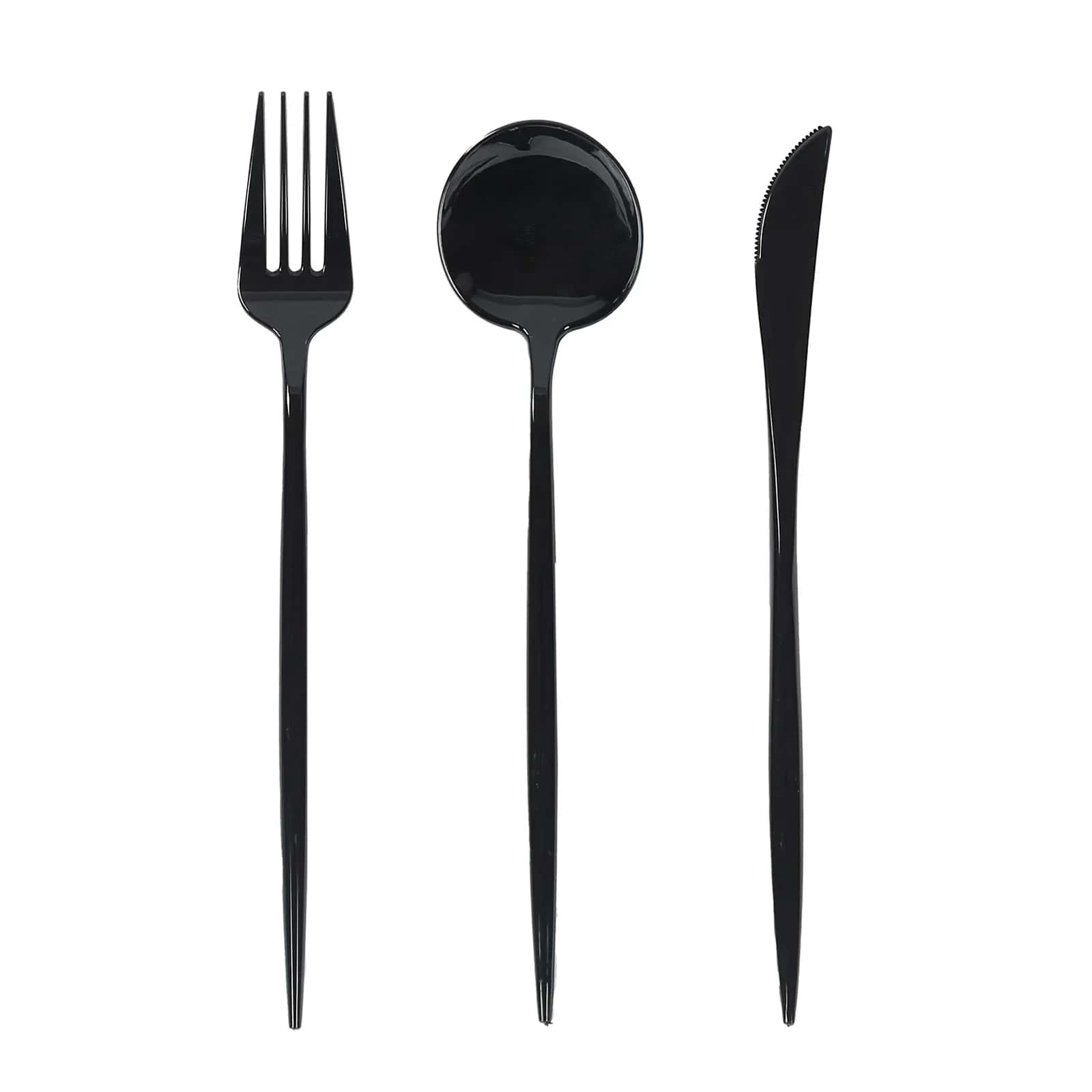 60 Pack Plastic Silverware Set, Black Heavy Duty Disposable Sleek Utensil Cutlery - Bell Racket Store