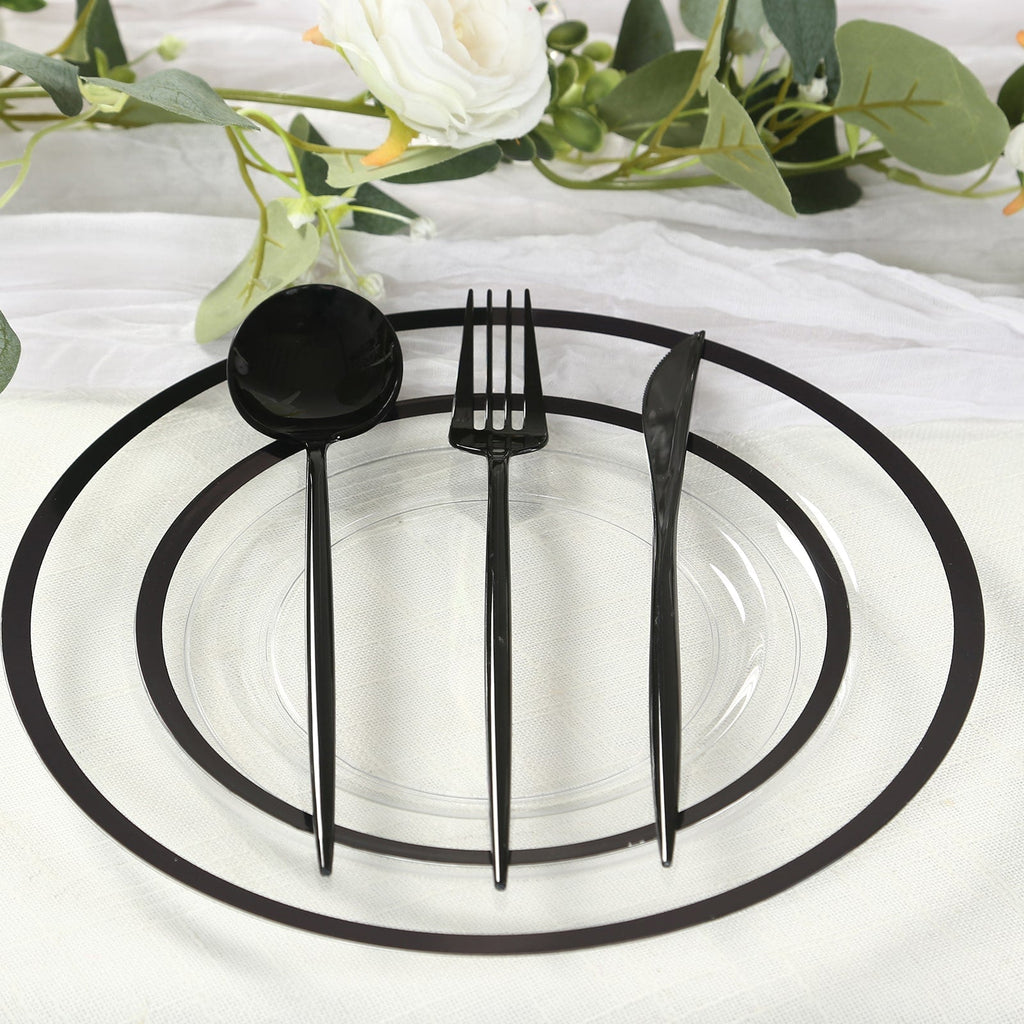 60 Pack Plastic Silverware Set, Black Heavy Duty Disposable Sleek Utensil Cutlery - Bell Racket Store