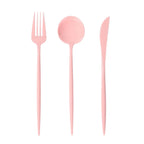 60 Pack Plastic Silverware Set, Dusty Rose Heavy Duty Disposable Sleek Utensil Cutlery - Bell Racket Store