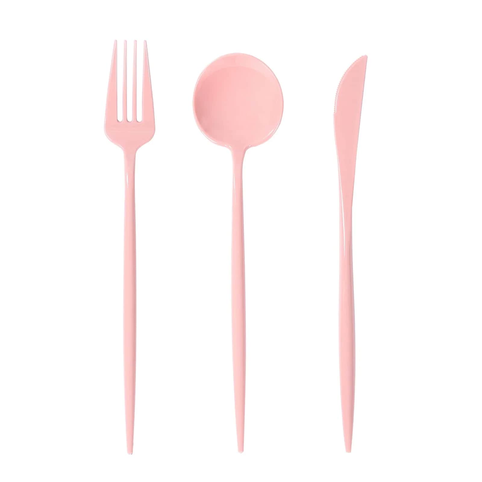 60 Pack Plastic Silverware Set, Dusty Rose Heavy Duty Disposable Sleek Utensil Cutlery - Bell Racket Store