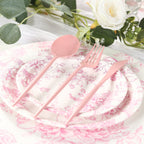 60 Pack Plastic Silverware Set, Dusty Rose Heavy Duty Disposable Sleek Utensil Cutlery - Bell Racket Store
