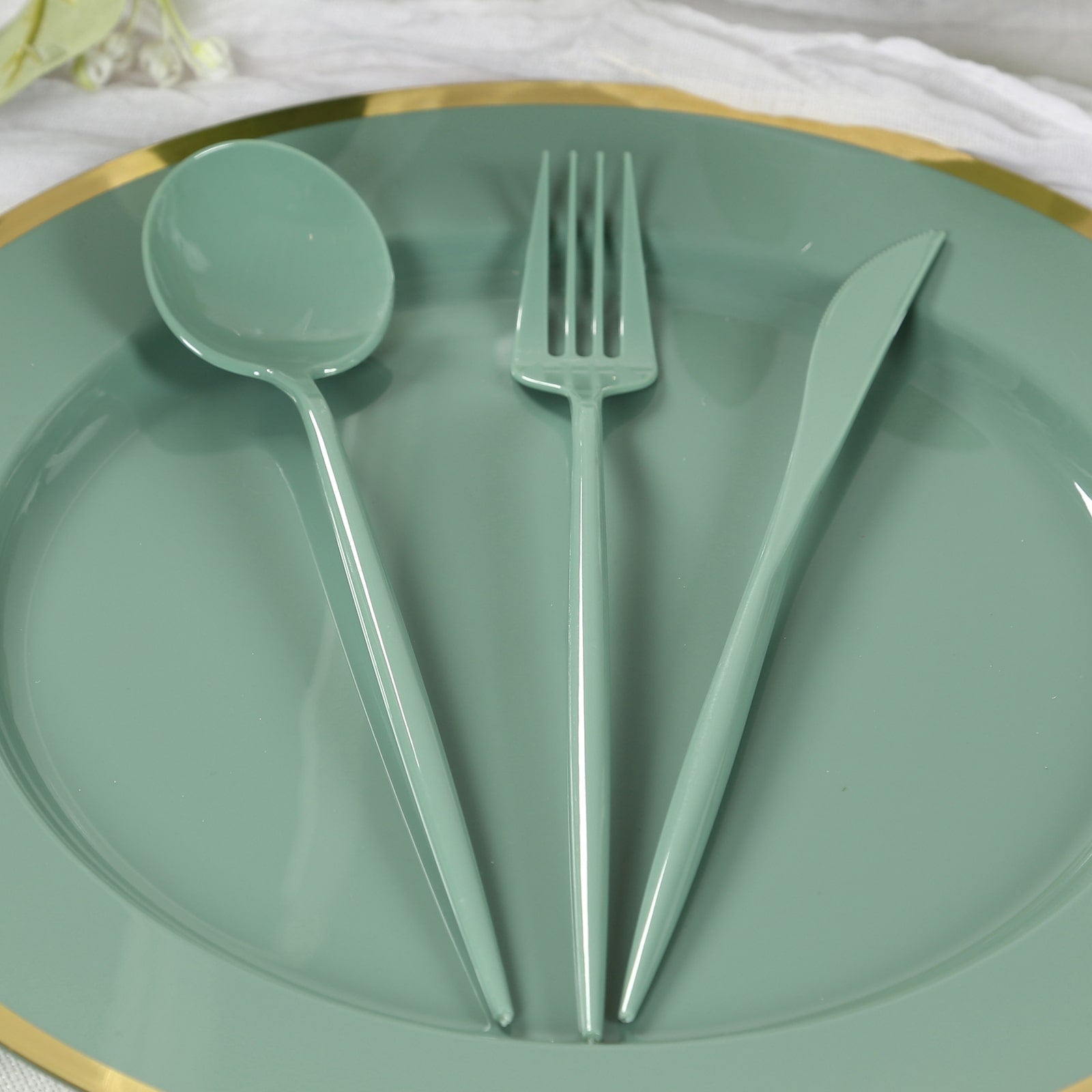 60 Pack Plastic Silverware Set, Dusty Sage Green Heavy Duty Disposable Sleek Utensil Cutlery - Bell Racket Store