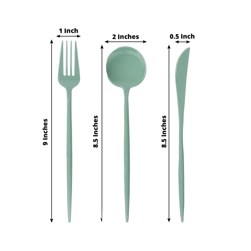 60 Pack Plastic Silverware Set, Dusty Sage Green Heavy Duty Disposable Sleek Utensil Cutlery - Bell Racket Store