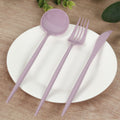 60 Pack Plastic Silverware Set, Lavender Lilac Heavy Duty Disposable Sleek Utensil Cutlery - Bell Racket Store