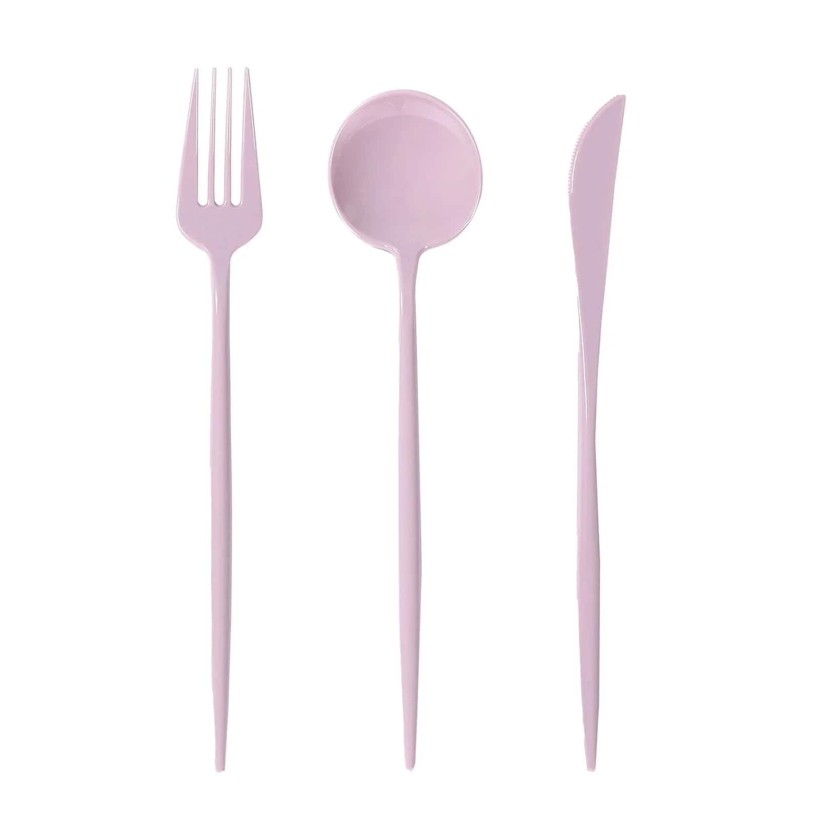 60 Pack Plastic Silverware Set, Lavender Lilac Heavy Duty Disposable Sleek Utensil Cutlery - Bell Racket Store