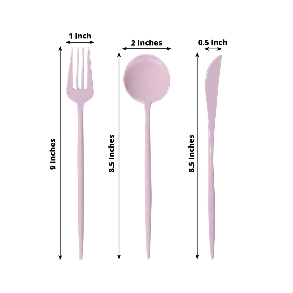 60 Pack Plastic Silverware Set, Lavender Lilac Heavy Duty Disposable Sleek Utensil Cutlery - Bell Racket Store
