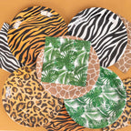 60 Pcs Paper Dinnerware Set with Animal Safari Print - Jungle Theme Party Plates and Napkins for 30 Guests - Bell Racket Store