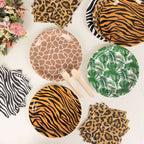 60 Pcs Paper Dinnerware Set with Animal Safari Print - Jungle Theme Party Plates and Napkins for 30 Guests - Bell Racket Store