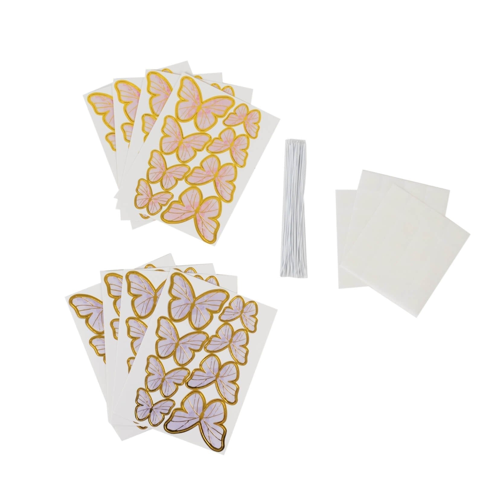 64 Pcs 3D Butterfly Cupcake Toppers with Gold Trim â€“ Elegant Cake Decorations in Pink & Purple for Parties, Anniversaries, and Events â€“ Assorted Sizes - Bell Racket Store