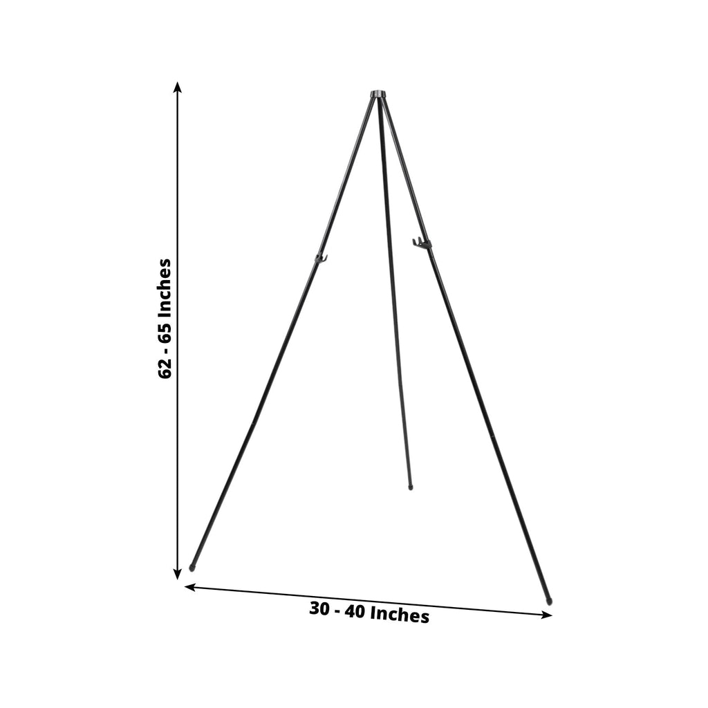 65" Heavy Duty Black Metal Easel Stand - Portable and Adjustable Tripod for Wedding Signs, Posters, and Art - Bell Racket Store