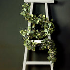 6.5ft Artificial Eucalyptus and Boxwood Garland String Lights, Warm White 20 LED Battery Operated Fairy Lights with Fake Greenery Hanging Vines - Bell Racket Store