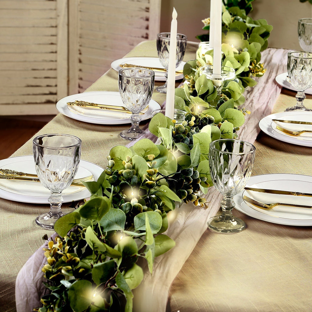 6.5ft Artificial Eucalyptus and Boxwood Garland String Lights, Warm White 20 LED Battery Operated Fairy Lights with Fake Greenery Hanging Vines - Bell Racket Store