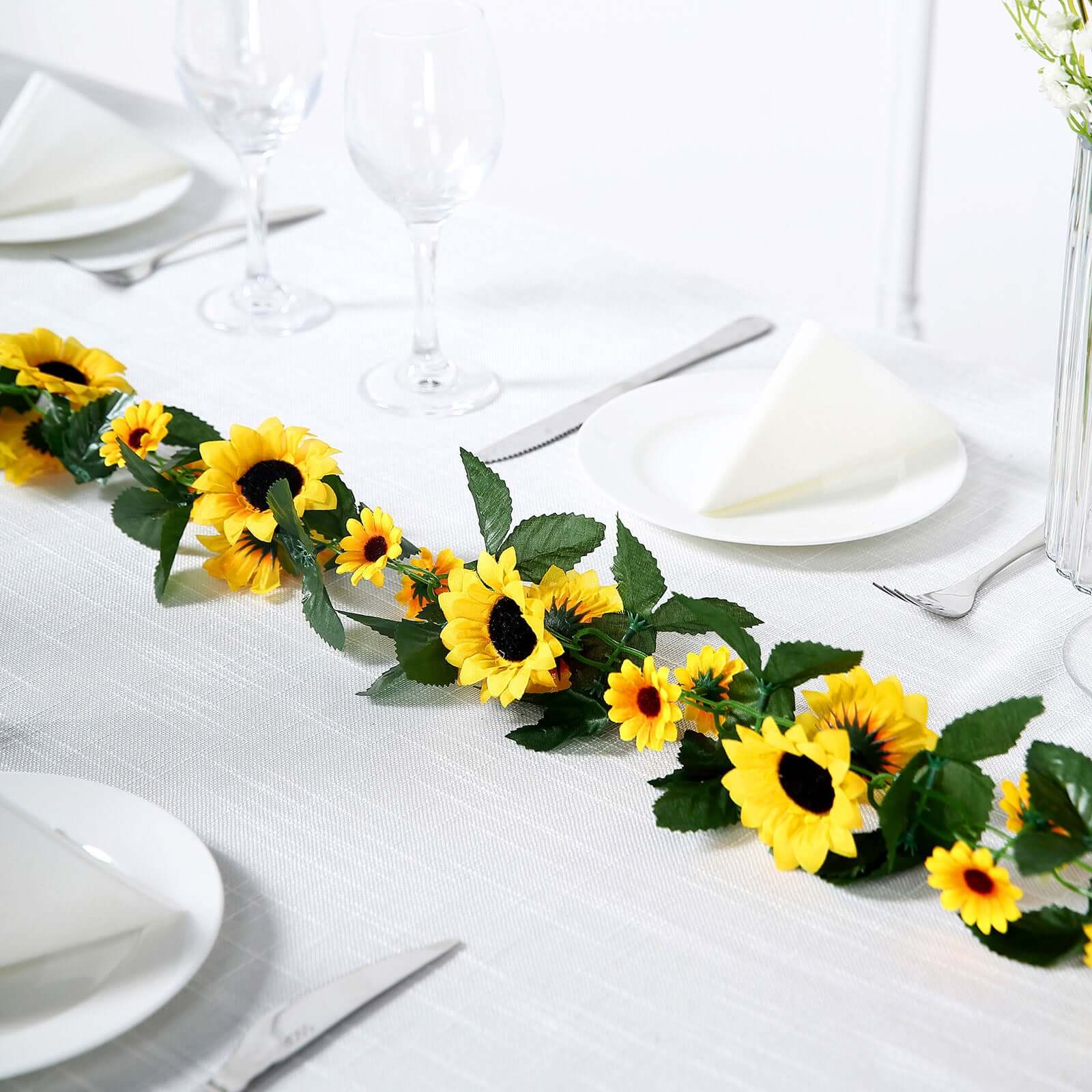 6.5ft Artificial Silk Sunflower Table Garland, Flower Vine Chain - NestOCart