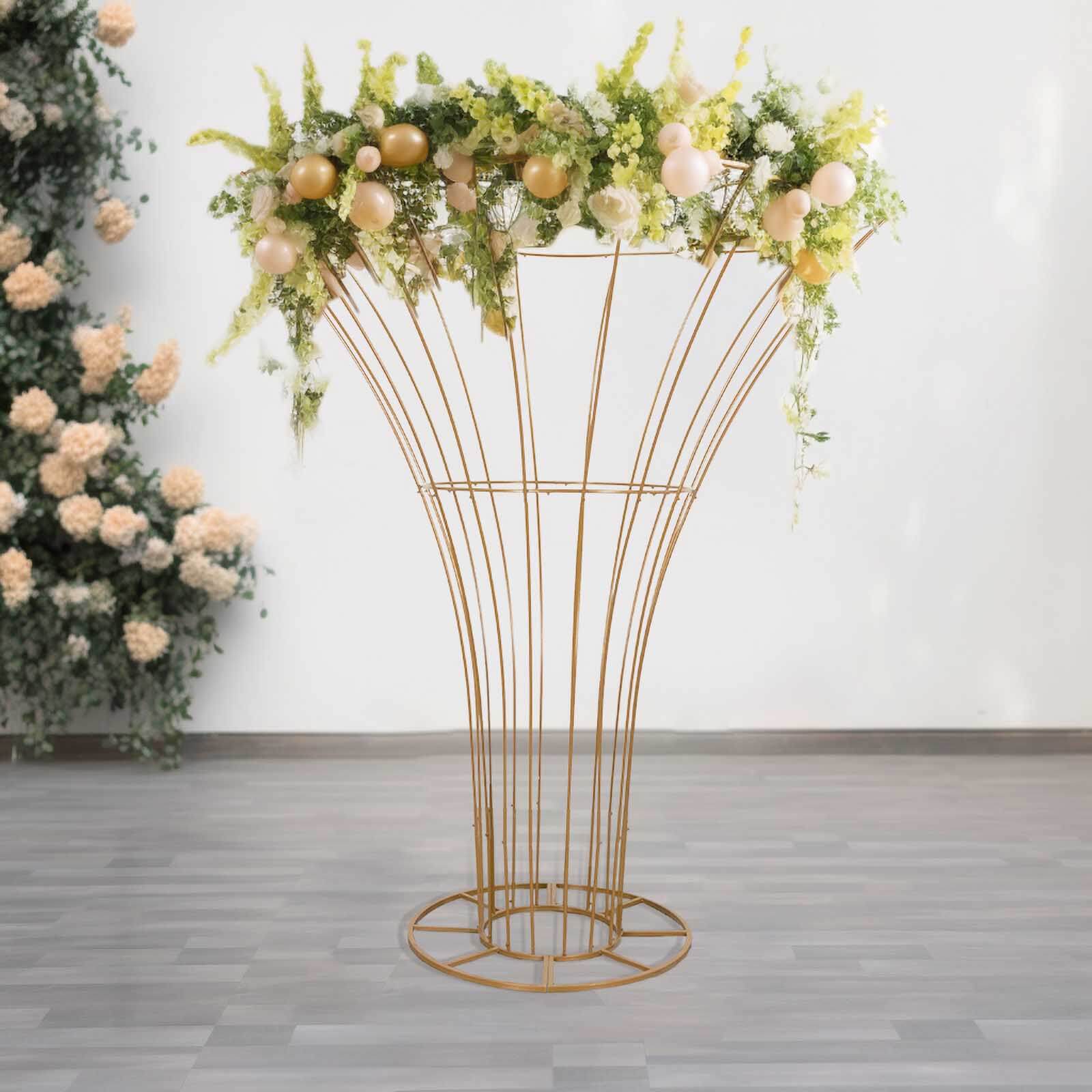 6.5ft Gold Blossom Metal Tree Wedding Floral Display Stand, Floor Standing Flower Frame Pedestal - Bell Racket Store