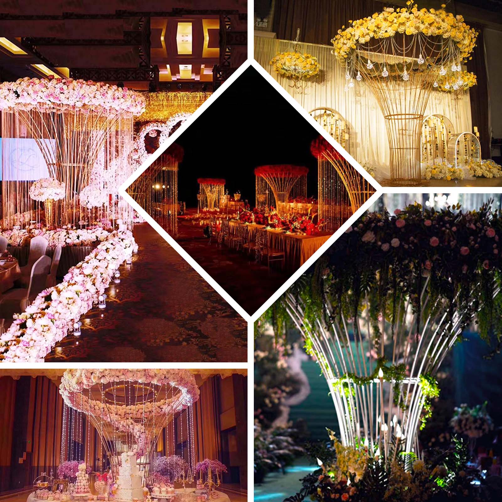 6.5ft Gold Blossom Metal Tree Wedding Floral Display Stand, Floor Standing Flower Frame Pedestal - Bell Racket Store