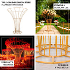 6.5ft Gold Blossom Metal Tree Wedding Floral Display Stand, Floor Standing Flower Frame Pedestal - Bell Racket Store