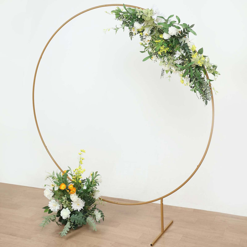 6.5ft Gold Metal Circle Wedding Arch Stand, Floral Balloon Garland Hoop, Round Backdrop Frame - Bell Racket Store