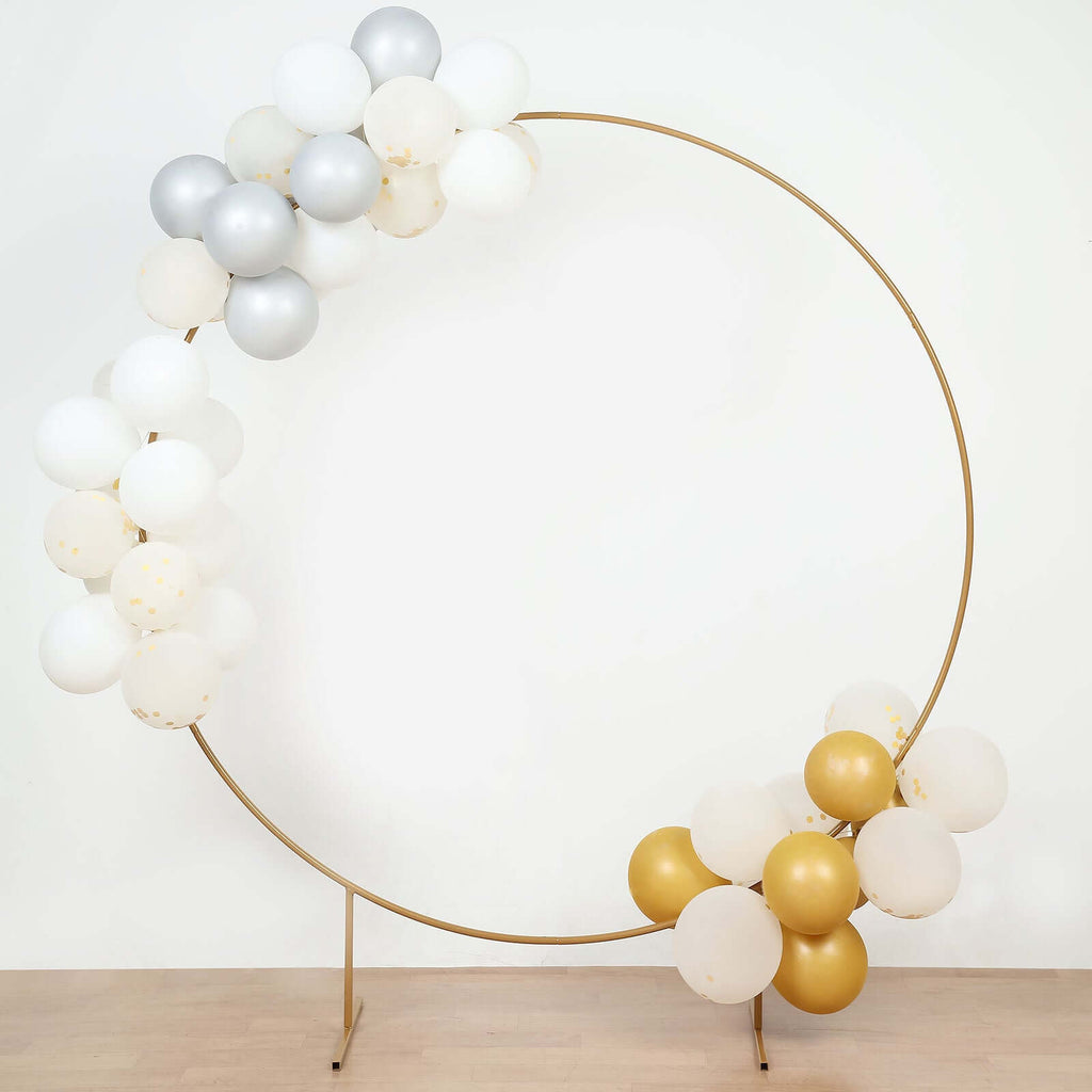 6.5ft Gold Metal Circle Wedding Arch Stand, Floral Balloon Garland Hoop, Round Backdrop Frame - Bell Racket Store