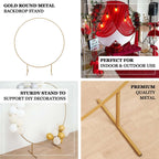 6.5ft Gold Metal Circle Wedding Arch Stand, Floral Balloon Garland Hoop, Round Backdrop Frame - Bell Racket Store