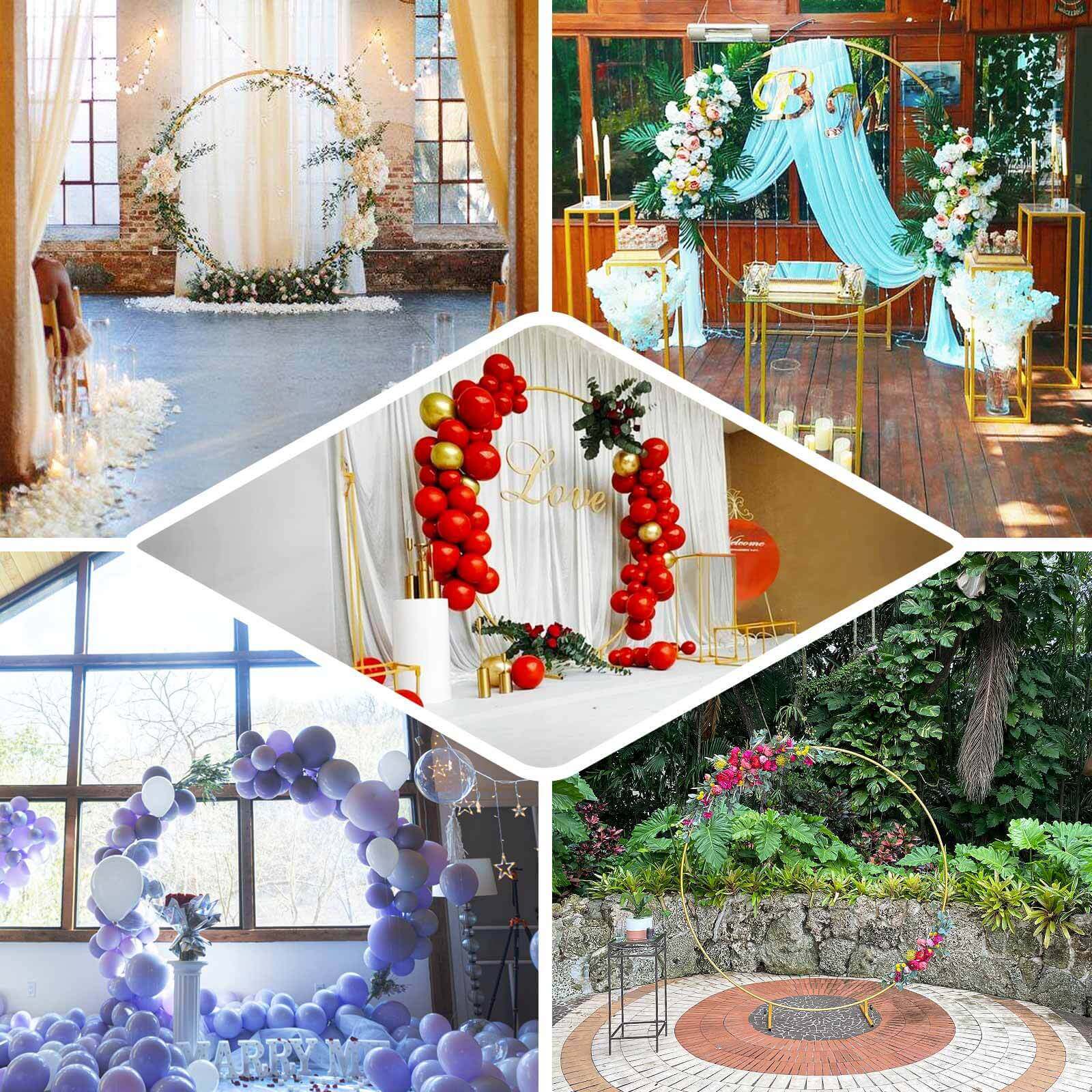 6.5ft Gold Metal Circle Wedding Arch Stand, Floral Balloon Garland Hoop, Round Backdrop Frame - Bell Racket Store